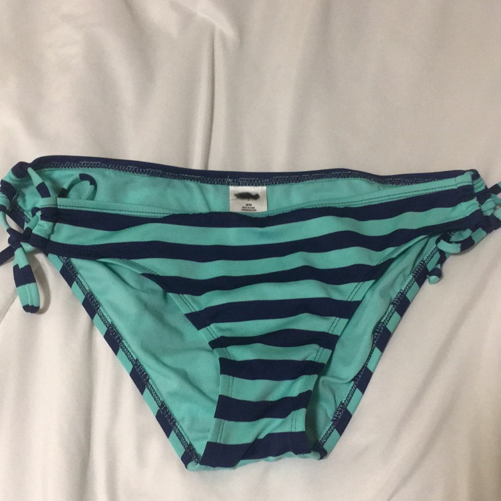 Aqua/navy stripe bikini bottoms